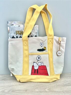 Peanuts Snoopy Mini Canvas Tote Bag | Sleeping Snoopy | Yellow